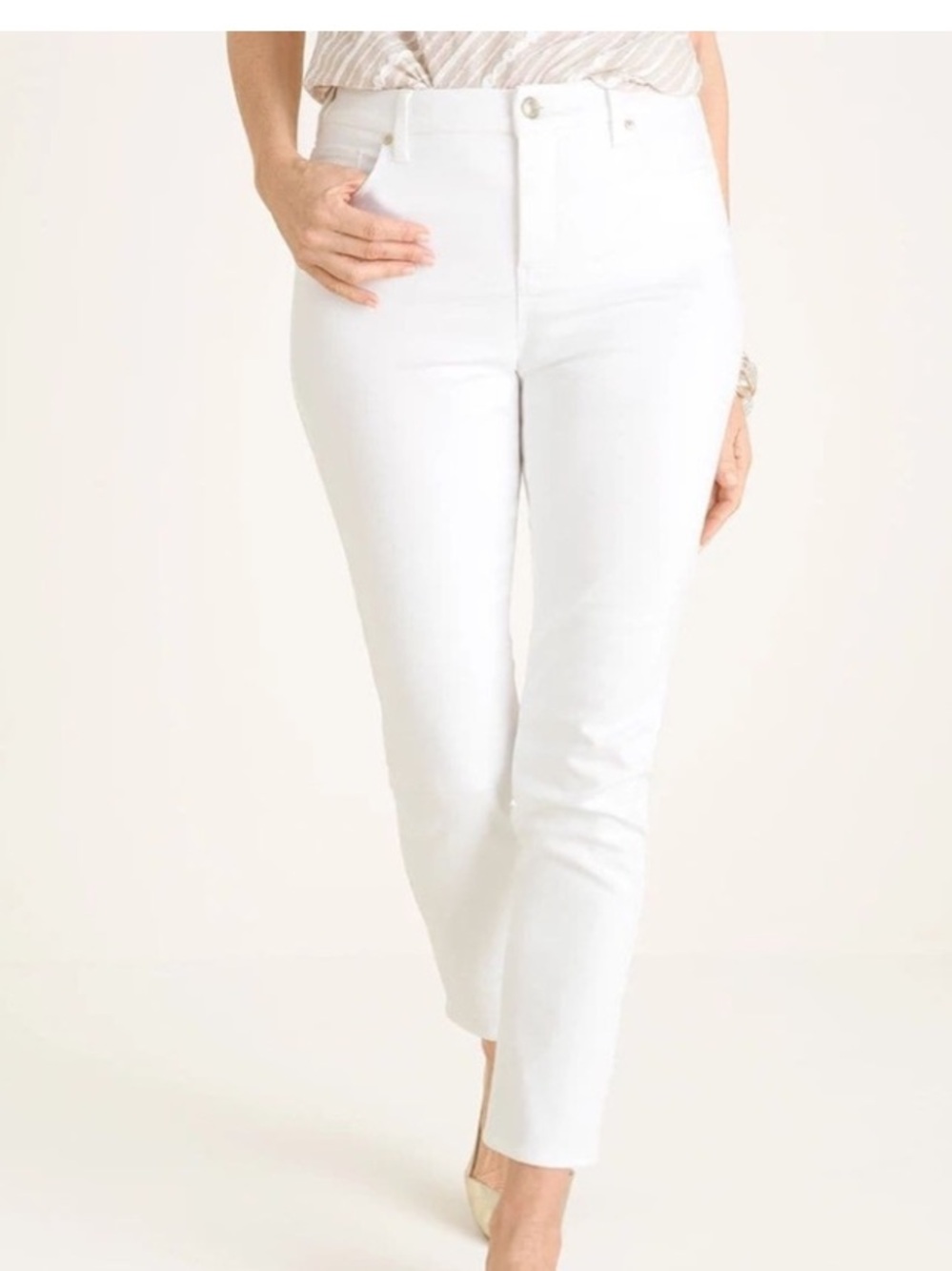 Chico's  So Slimming Girlfriend Slim Leg Ankle-Leg Jeans with Floral Embroidery